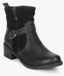 Elle Black Synthetic Boots Women