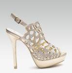 Elle Gold Toned Shimmer Peep Toed Stilettos Women