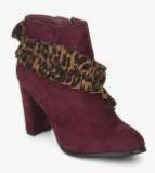 Elle Maroon Synthetic Boots Women