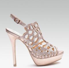 Elle Rose Gold Toned Shimmer Peep Toed Stilettos women