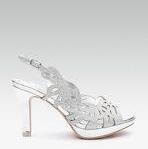 Elle Silver Toned Solid Laser Cuts Open Toe Heels Women