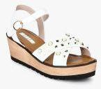 Elle White Embellished Wedges Women