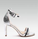 Elle Women Silver Toned & Black Striped Stilettos