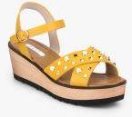 Elle Yellow Embellished Wedges Women