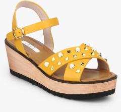 Elle Yellow Embellished Wedges women