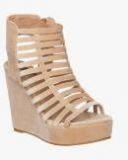 Flat N Heels Beige Suede Regular Wedges Women