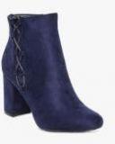 Flat N Heels Navy Blue Heeled Boots Women