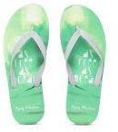 Flying Machine Men Grey & Green Printed Thong Flip Flops