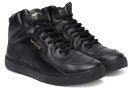 Gas Black Freddy Solid Leather Mid Top Sneakers Men