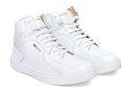 Gas White Perforated Leather Freddy Mid Top Sneakers Men