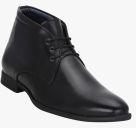 Get Glamr Black Leather Mid Top Boots Men