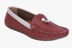 Get Glamr Maroon Synthetic Leather Regular Loafers Women