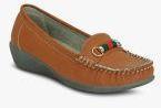 Get Glamr Tan Synthetic Loafers Shoes Women