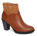 Ginger By Lifestyle Brown Solid Heeled Boots Women