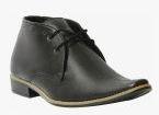 Guava Black Leather Mid Top Boots Men