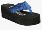 Hand Walk Blue Wedges Women