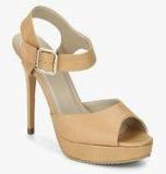 Heat Wave Dimple Beige Ankle Strap Stilettos Women