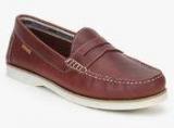 Hush Puppies Boat Slip On Maroon Moccasins Shoes Men