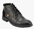 Id Black Leather Mid Top Boots Men