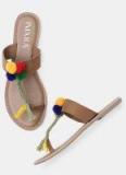 Imara Beige Solid One Toe Flats Women