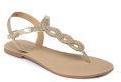 Imara Gold Toned & Beige Woven Design T Strap Flats Women