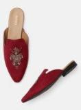 Imara Maroon Solid Mules Women