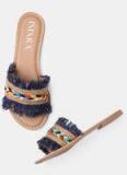 Imara Multicoloured Woven Design Open Toe Flats Women