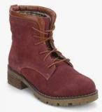 Inara Maroon Ankle Length Boots Women