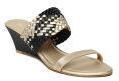 Inc 5 Gold Toned & Black Woven Design Heels Women