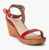 Inc 5 Red Ankle Strap Wedges women