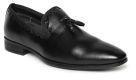 Invictus Black Leather Solid Semi Formal Slip Ons Men