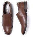 Invictus Brown Solid Slip On Shoes Men