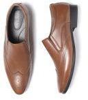 Invictus Tan Brown Textured Semiformal Slip Ons Men