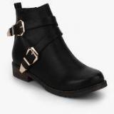 J Collection Black Buckled Ankle Length Boots Men