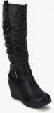 J Collection Black Buckled Calf Length Boots women