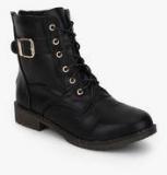 J Collection Black Buckled Lace Up Ankle Length Boots Men