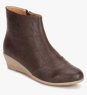 J Collection Brown Ankle Length Boots Women