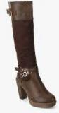 J Collection Brown Buckled Knee Length Boots women