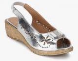 J Collection Silver Metallic Lazer Cut Bow Sandals Girls