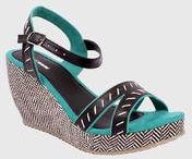 January Rose Blue Wedges Women