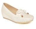 Jove Beige Perforated Heeled Loafers Women