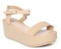 Jove Beige Solid Heels Women