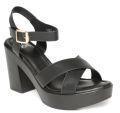 Jove Black Solid Block Heels Women