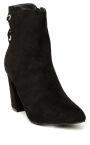 Jove Black Solid Heeled Boots Women