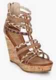 Jove Brown Weaved Wedges Women