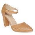 Jove Camel Brown Solid Block Heels Women