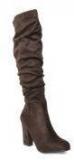 Jove Coffee Brown Solid High Top Heeled Boots Women