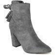 Jove Grey Solid Heeled Boots Women