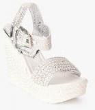 Jove Silver Metallic Weaved Wedges women