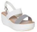 Jove Silver Toned & White Colourblocked Heels Women